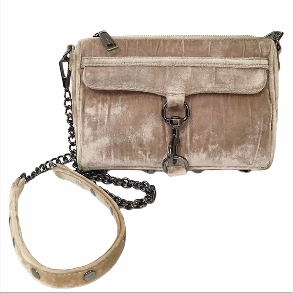 Rebecca Minkoff Mini MAC Velvet Crossbody Bag Tan - Picture 4 of 16